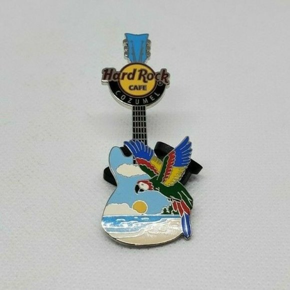 Authentic Hard Rock Café Cozumel Parrot Guitar Lapel Brooch Hat Pin - Picture 9 of 10